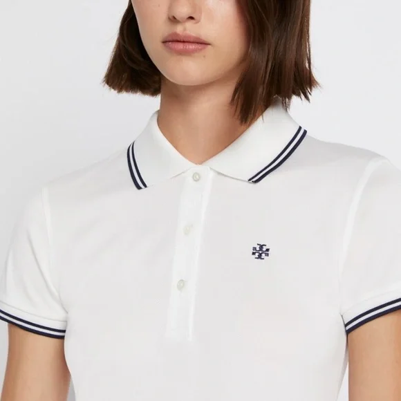 TORY BURCH TECH PIQUÉ POLO Billie Jean King Collection XS - Picture 7 of 9